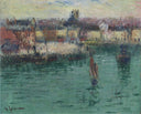 Port at Dieppe by Gustave Loiseau — hand-painted architectural oil painting reproduction on canvas