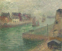 Port at Dieppe in Fog by Gustave Loiseau — hand-painted architectural oil painting reproduction on canvas