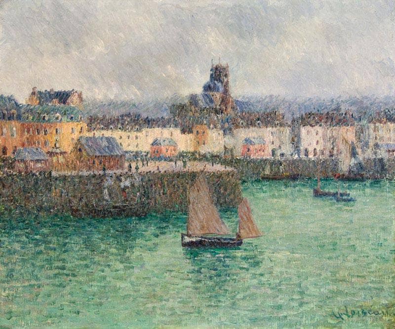 Port of Dieppe by Gustave Loiseau — hand-painted architectural oil painting reproduction on canvas