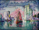 Port of La Rochelle by Paul Signac — ships oil painting wall art, Pointillism