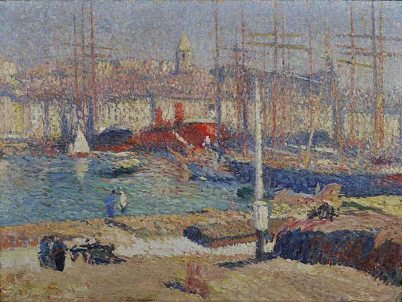 Port of Marseille by Henri Martin — hand-painted architectural oil painting reproduction on canvas