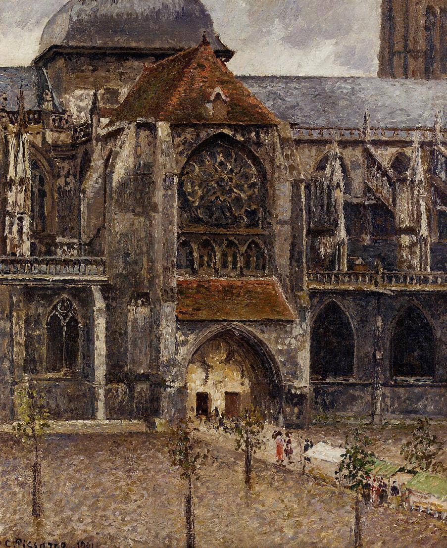 Portal from the Abbey Church of Saint Laurent by Camille Pissarro — hand-painted architectural oil painting reproduction on canvas