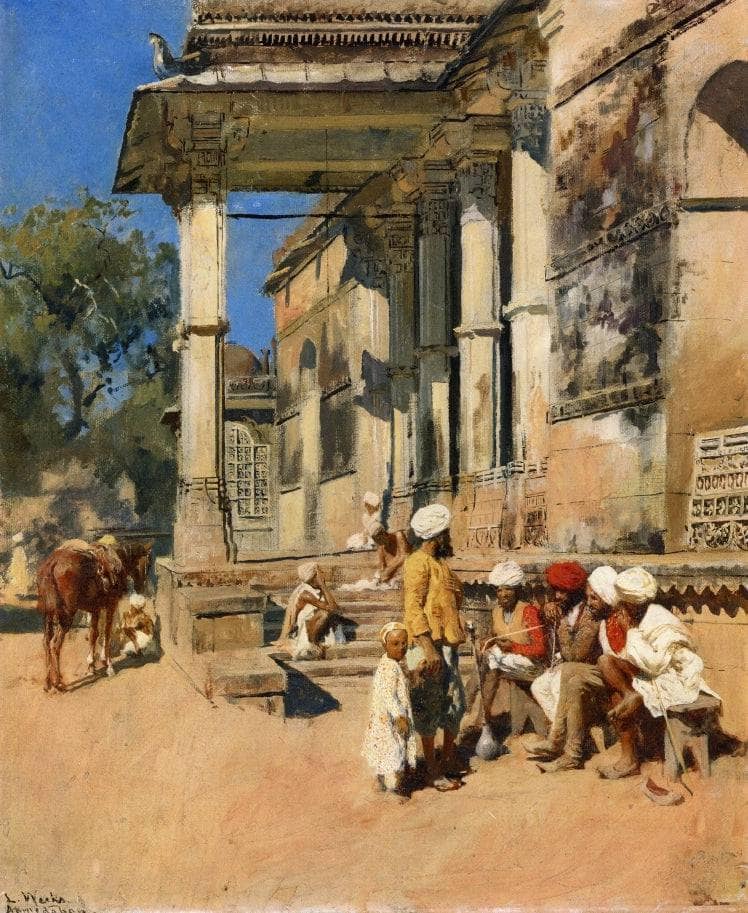 Portico of a Mosque, Ahmedabad by Edwin Lord Weeks — hand-painted architectural oil painting reproduction on canvas