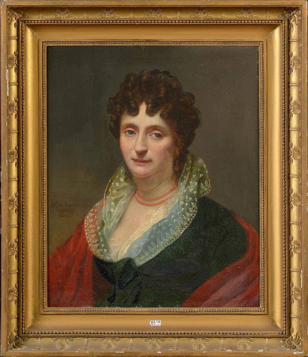 Portrait de dame by Adèle Romany — hand-painted portrait oil painting reproduction on canvas