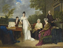 Portrait de la famille de l'artiste posant devant le château de Juilly by Adèle Romany — group oil painting wall art, Neoclassicism