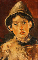 Portrait of a boy with a cap by Francesco Paolo Michetti — children oil painting wall art, Realism