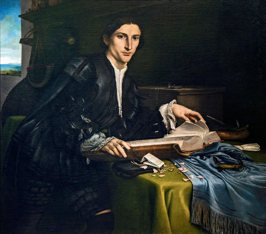 Portrait of a Gentleman in his Study by Lorenzo Lotto — hand-painted portrait oil painting reproduction on canvas