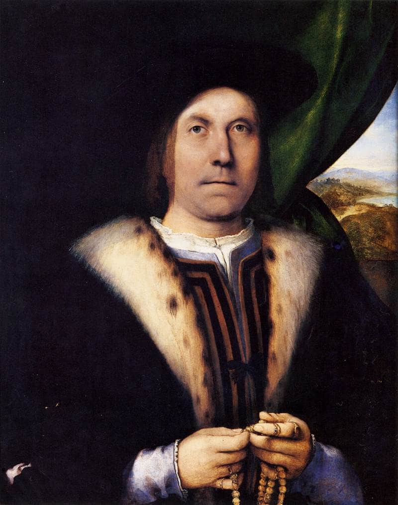 Portrait of a Gentleman with a Rosary by Lorenzo Lotto — hand-painted portrait oil painting reproduction on canvas