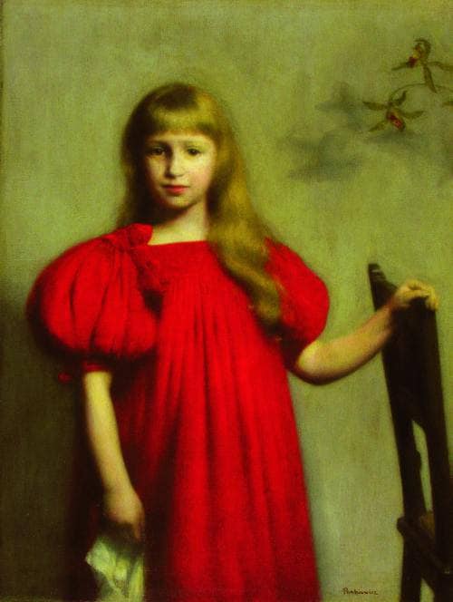 Portrait of a Girl in a Red Dress (józefa Oderfeldówna) by Józef Pankiewicz — hand-painted portrait oil painting reproduction on canvas