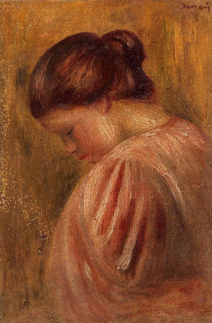 Portrait of a Girl in Red by Pierre-Auguste Renoir — hand-painted portrait oil painting reproduction on canvas