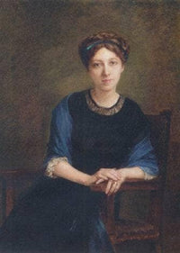 Portrait of a lady (Alice Dorchy?), seated, wearing a blue dress and blue head-band by Diogène Maillart — hand-painted portrait oil painting reproduction on canvas