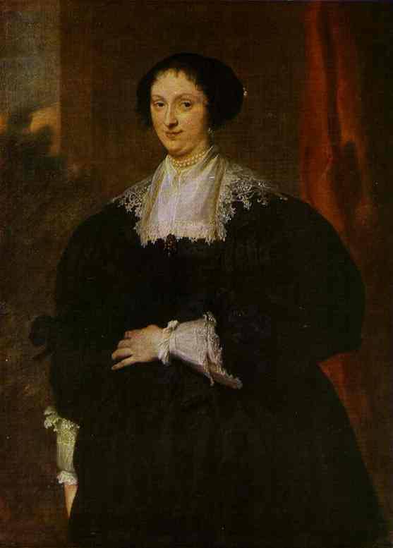 Portrait of a Lady Dressed in Black, Before a Red Curtain by Anthony van Dyck — hand-painted portrait oil painting reproduction on canvas