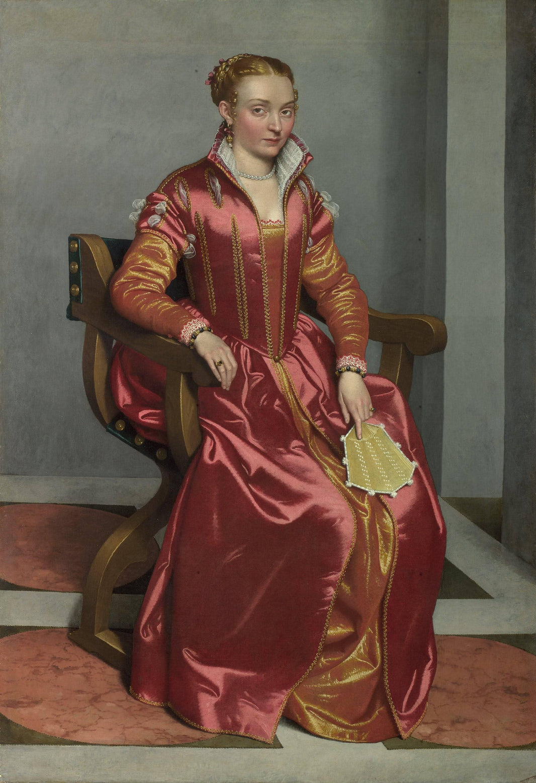 Portrait of a Lady, Perhaps Contessa Lucia Albani Avogadro ('La Dama in Rosso') by Giovanni Battista Moroni — hand-painted portrait oil painting reproduction on canvas