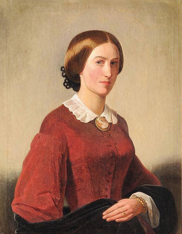 Portrait of a Lady by Theodor Leopold Weller — hand-painted portrait oil painting reproduction on canvas
