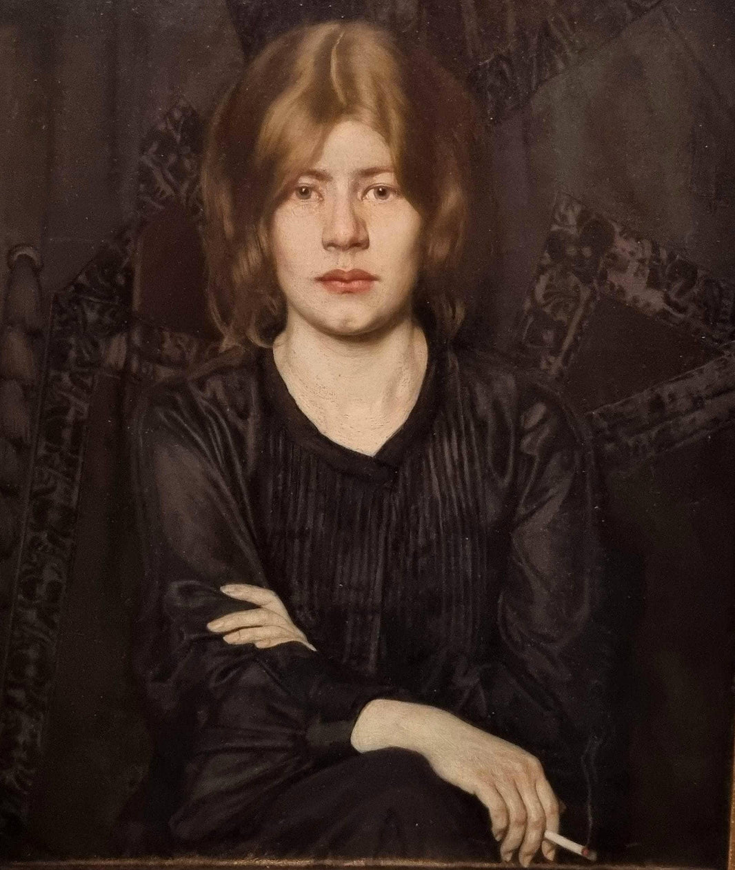 Portrait of a Lady with a Cigarette by Oskar Zwintscher — hand-painted portrait oil painting reproduction on canvas