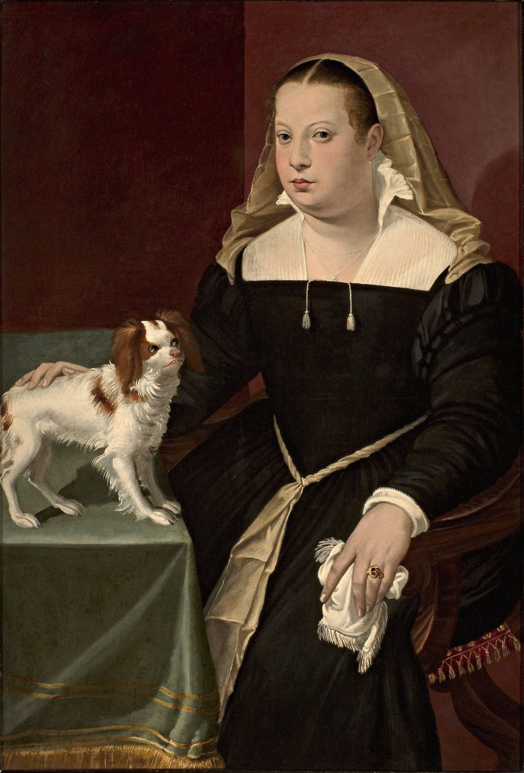 Portrait of a Lady with a Dog by Bartolomeo Passerotti — hand-painted animal oil painting reproduction on canvas