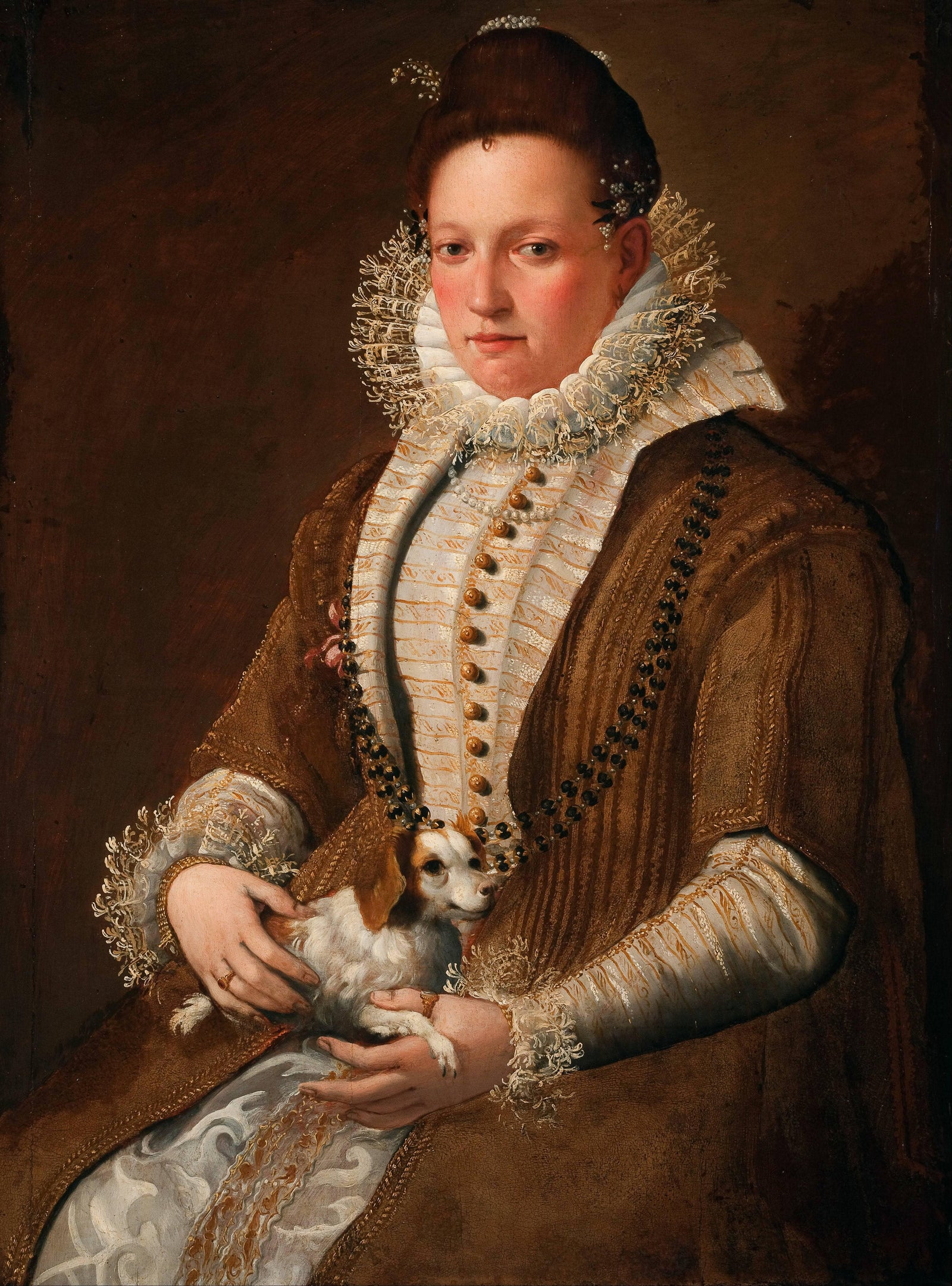 Portrait of a lady with a dog