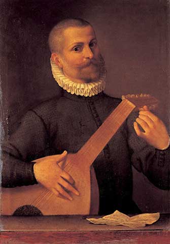 Portrait of a Lutenist (Portrait of the musician Orazio Bassani) by Agostino Carracci — oil painting reproduction