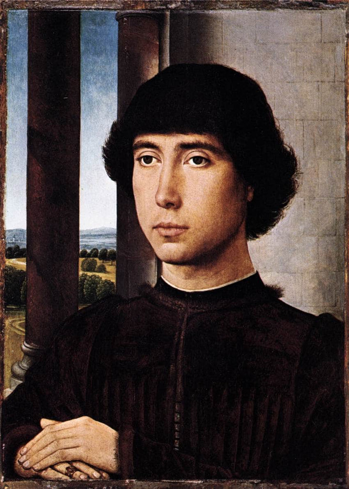 Portrait of a Man at a Loggia by Hans Memling — hand-painted portrait oil painting reproduction on canvas