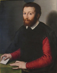 Portrait of a Man Holding a Letter by Francesco de' Rossi (Francesco Salviati), "Cecchino" — hand-painted portrait oil painting reproduction on canvas