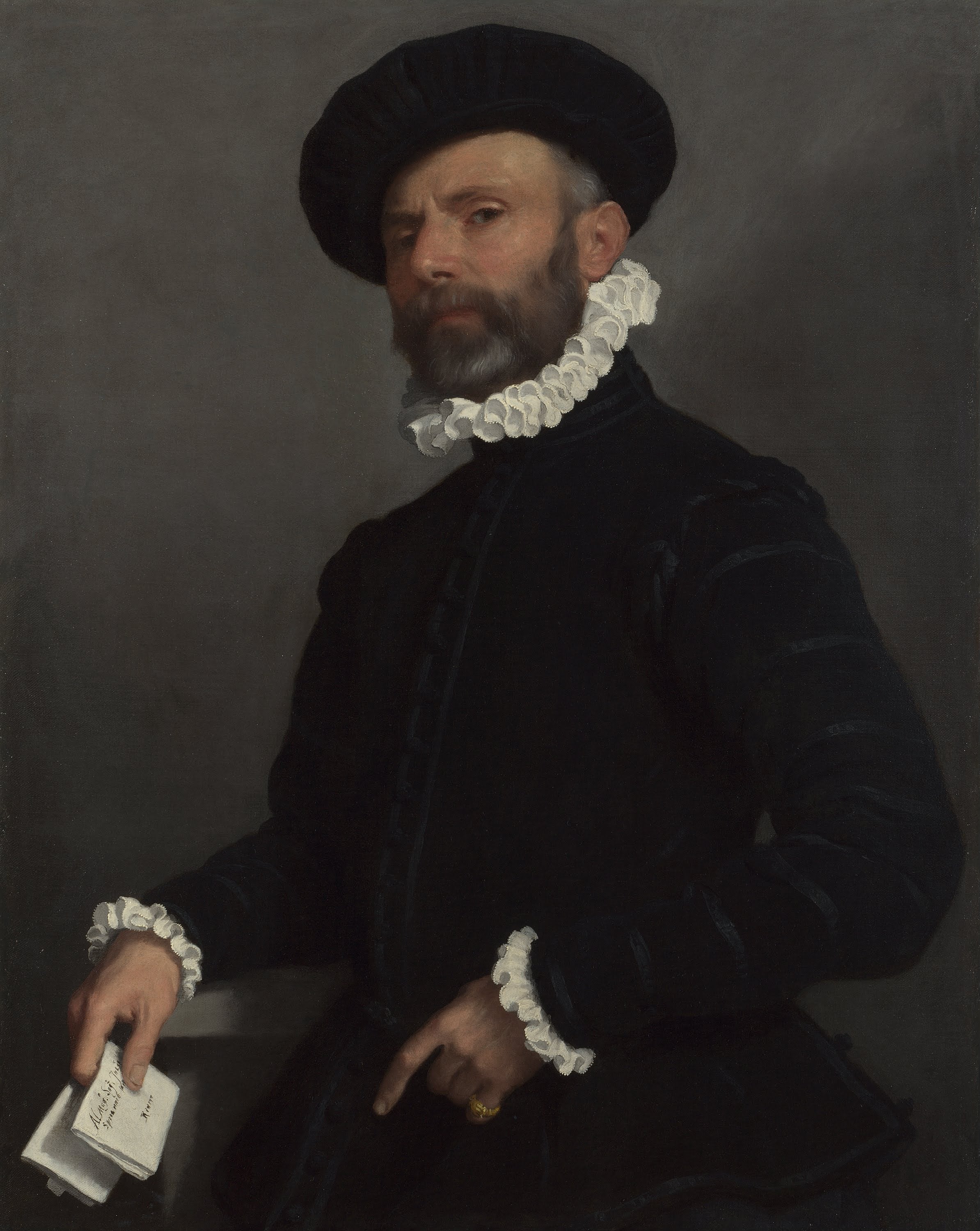 Portrait of a Man Holding a Letter ('L'Avvocato') - Giovanni Battista Moroni