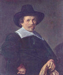 Portrait of a Man holding Gloves by Frans Hals — male oil painting wall art, Baroque