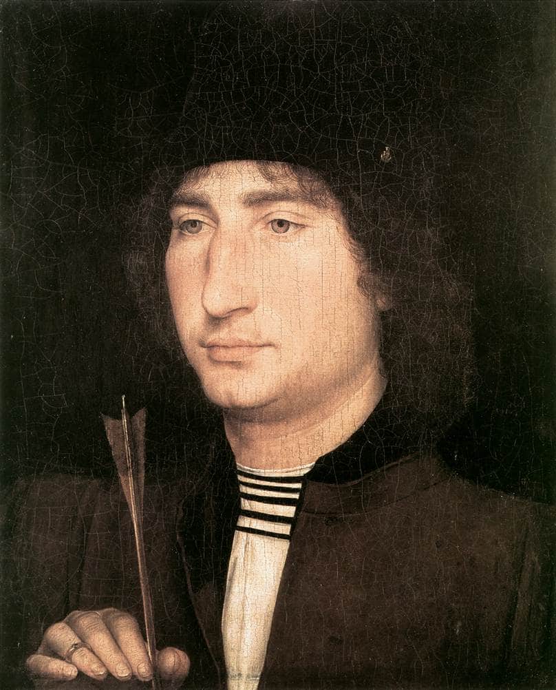 Portrait of a Man with an Arrow by Hans Memling — hand-painted portrait oil painting reproduction on canvas