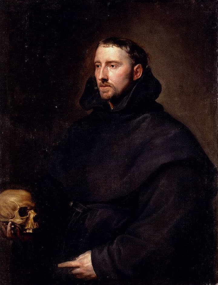 Portrait Of A Monk Of The Benedictine Order, Holding A Skull by Anthony van Dyck — hand-painted portrait oil painting reproduction on canvas
