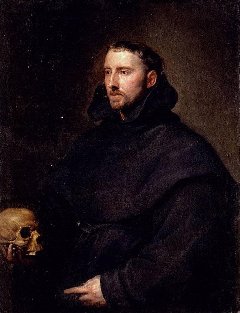 Portrait Of A Monk Of The Benedictine Order, Holding A Skull on gallery wrap