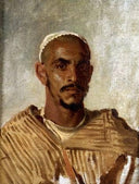 Portrait of a Moroccan man by Alfred Dehodencq — male oil painting wall art, Orientalism