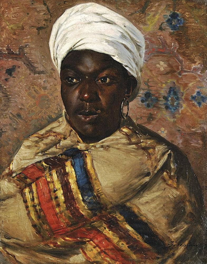Portrait of a North African Lady by Cesare Biseo — hand-painted portrait oil painting reproduction on canvas