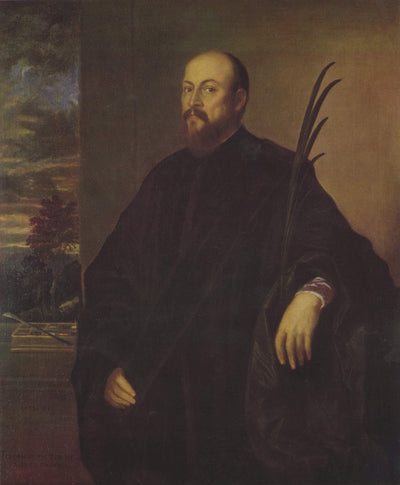 Portrait of a Painter with a Palm Leaf in modern living room