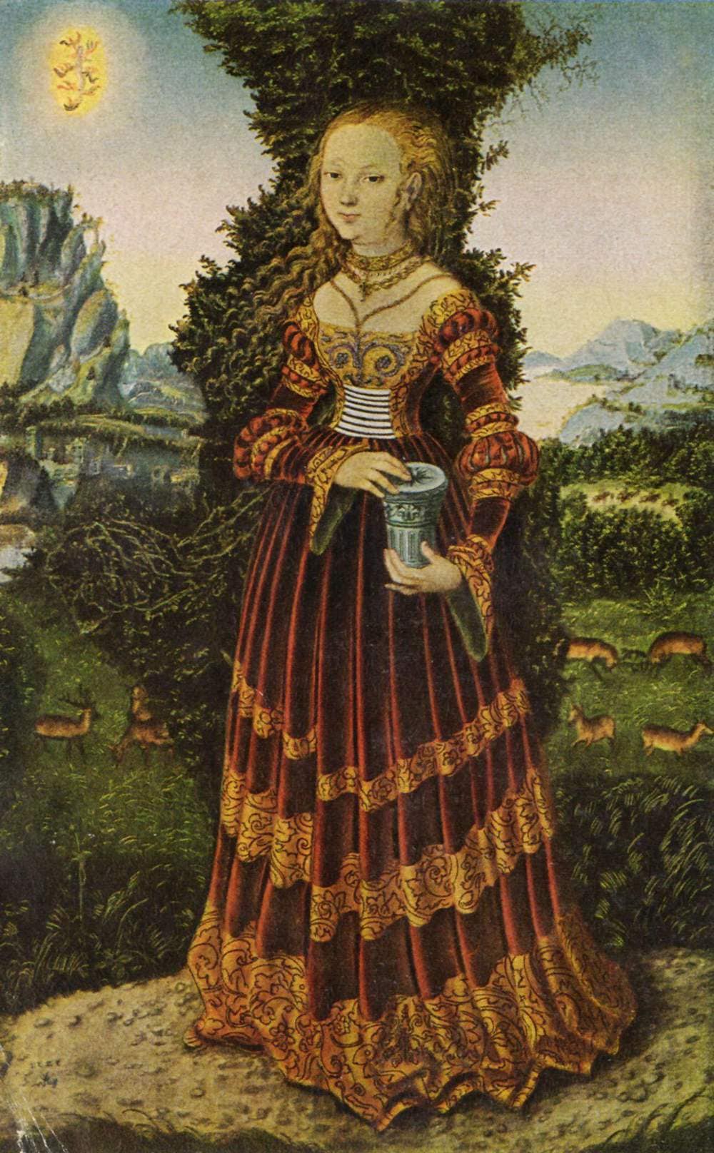 Portrait of a Saxon noblewoman as Mary Magdalene by Lucas Cranach the Elder — hand-painted portrait oil painting reproduction on canvas