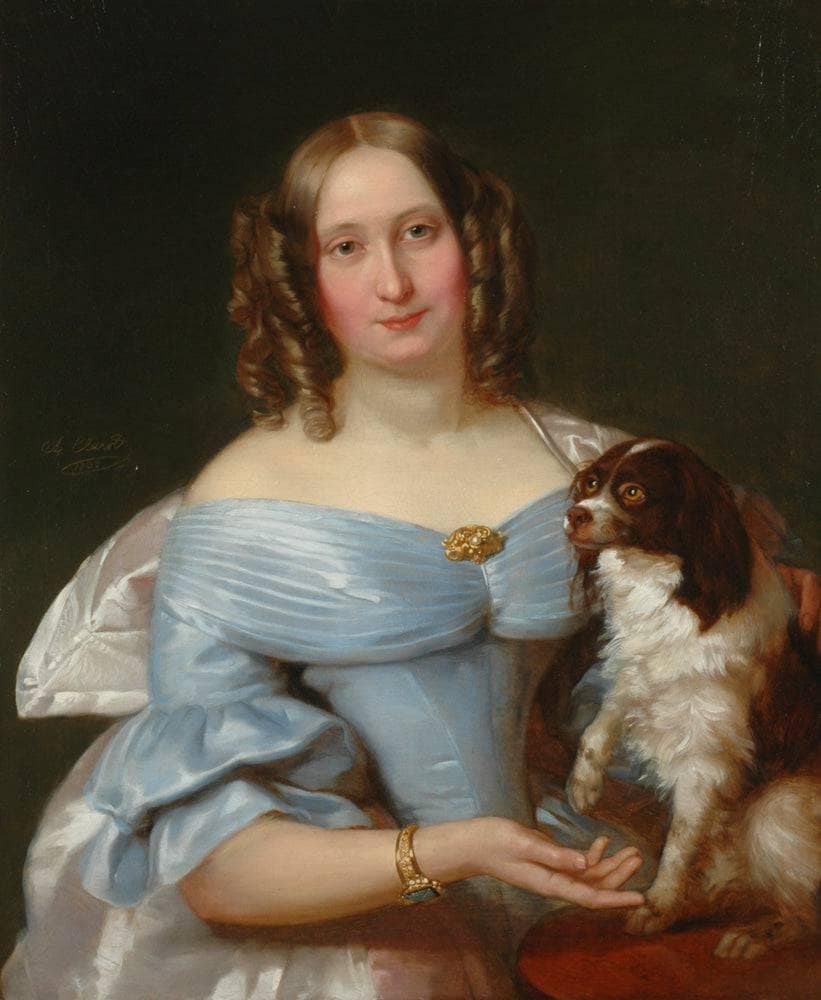 Portrait of a wife (Two portraits of husband and wife) by Alexander Clarot — hand-painted portrait oil painting reproduction on canvas