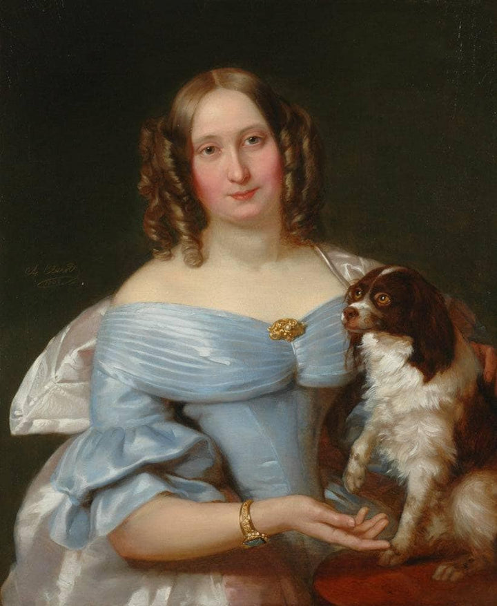 Portrait of a wife (Two portraits of husband and wife) by Alexander Clarot — hand-painted portrait oil painting reproduction on canvas