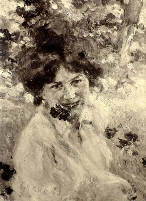 Portrait of a woman in a garden - Umberto Veruda