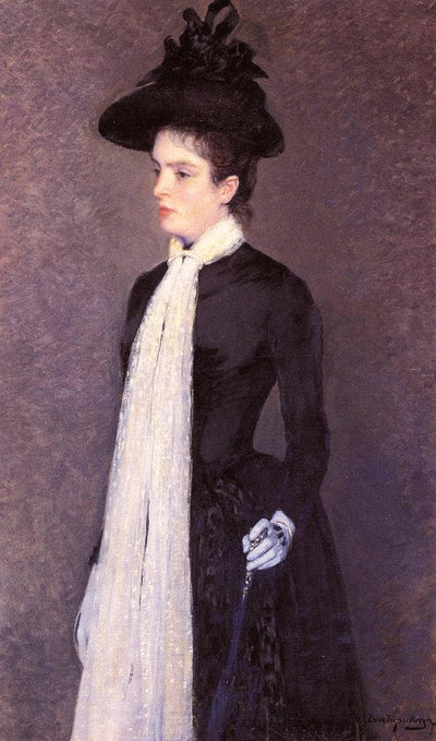 Portrait of a Woman in Black in apartment