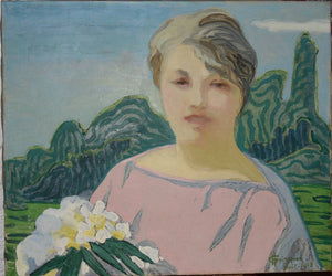 Portrait of a woman in pink - Hélène Guinepied