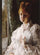 Portrait of a Woman in White in bedroom