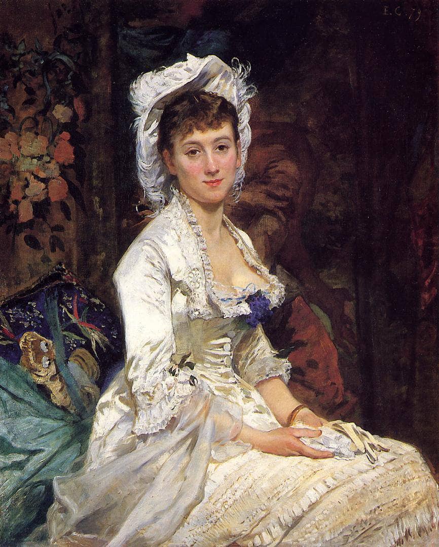 Portrait of a Woman in White by Eva Gonzales — hand-painted portrait oil painting reproduction on canvas