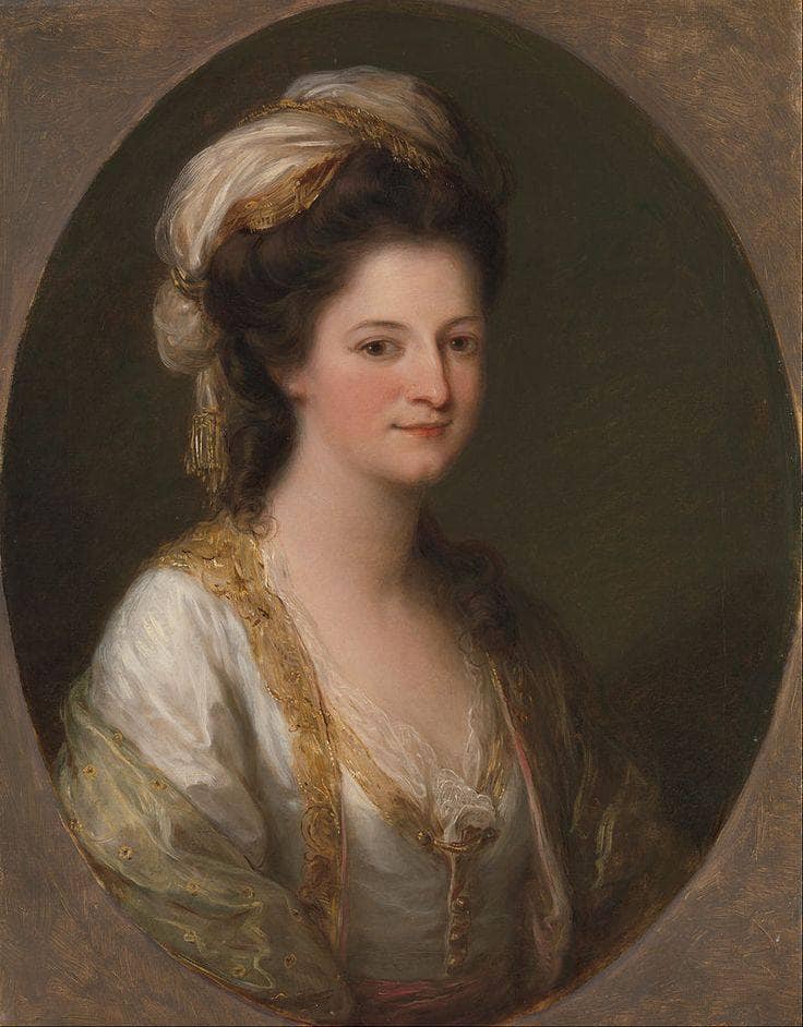 Portrait of a woman, traditionally identified as Lady Hervey by Angelica Kauffman — hand-painted portrait oil painting reproduction on canvas