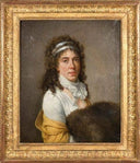 Portrait of a woman with a muff by Marie-Guillemine Benoist — female oil painting wall art, Neoclassicism