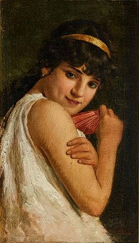 Portrait of a Young Girl by Achille Glisenti — hand-painted portrait oil painting reproduction on canvas