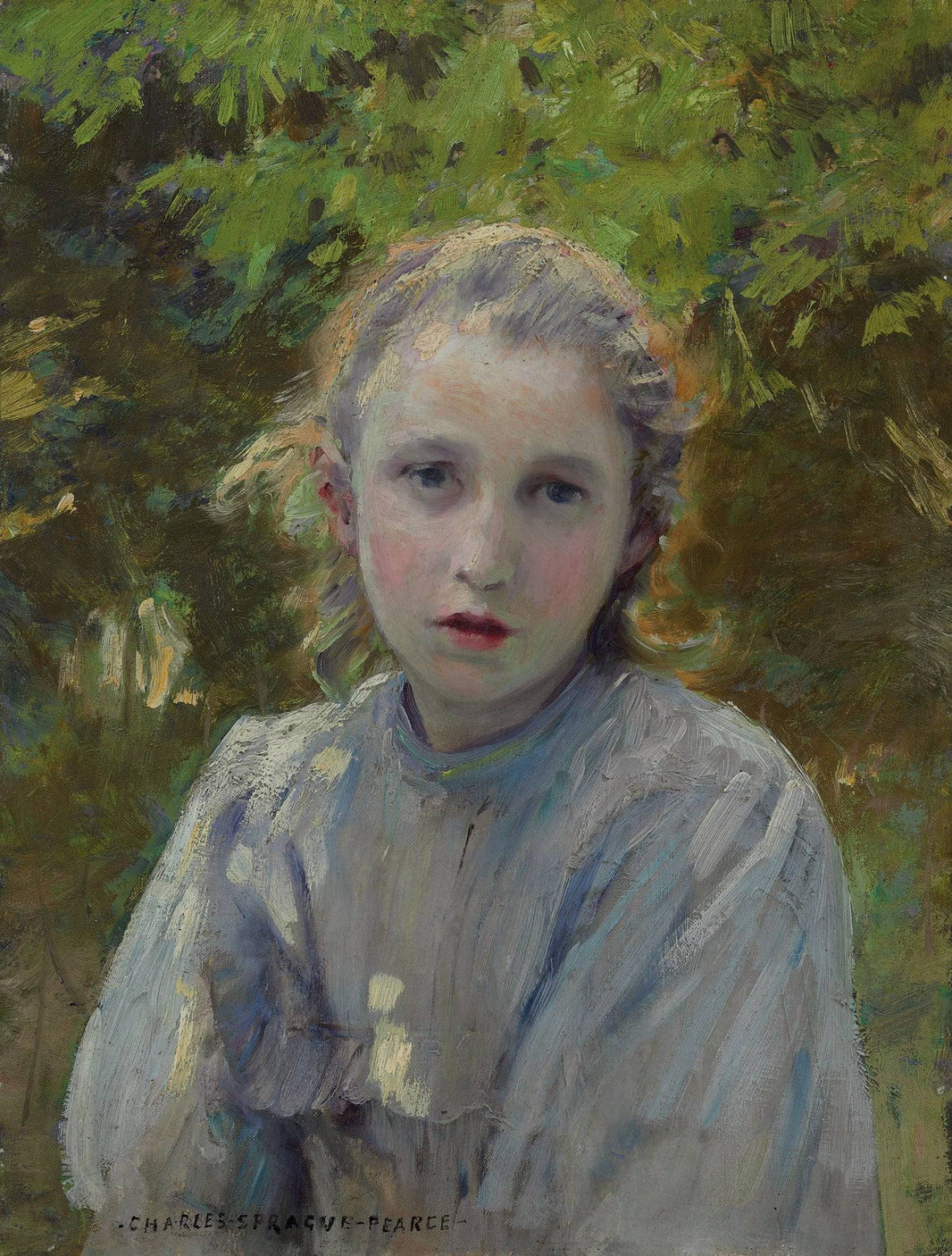Portrait of a Young Girl by Charles Sprague Pearce — hand-painted portrait oil painting reproduction on canvas