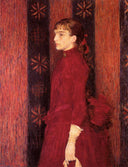 Portrait of a Young Girl in Red by Theo van Rysselberghe — hand-painted portrait oil painting reproduction on canvas