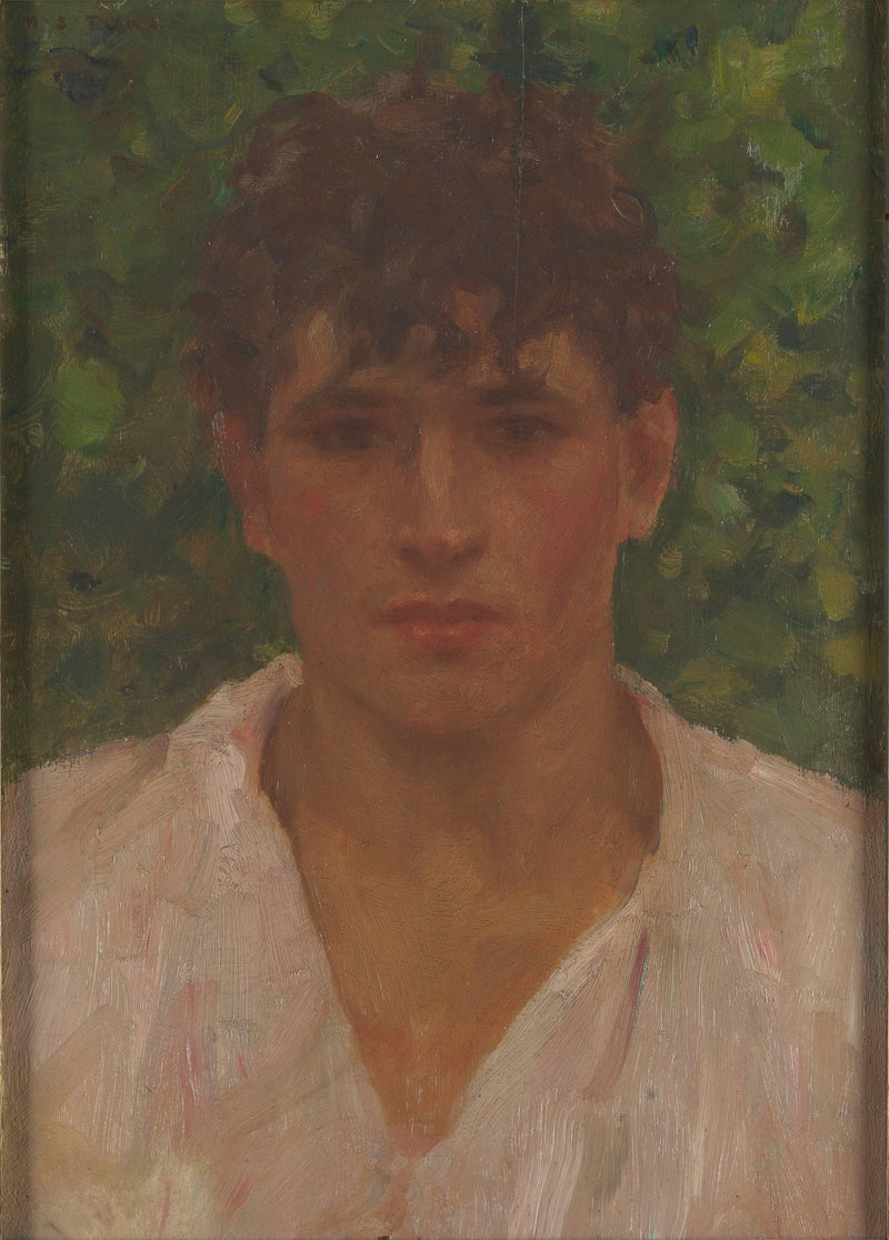 Portrait of a Young Man with Open Collar on gallery wrap