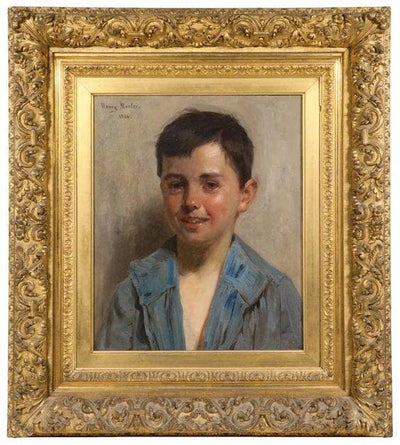 Portrait of a young Parisian boy in dining room