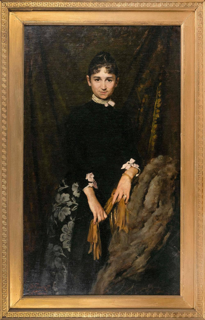 Portrait of a young woman by Isidoro Grünhut — hand-painted portrait oil painting reproduction on canvas