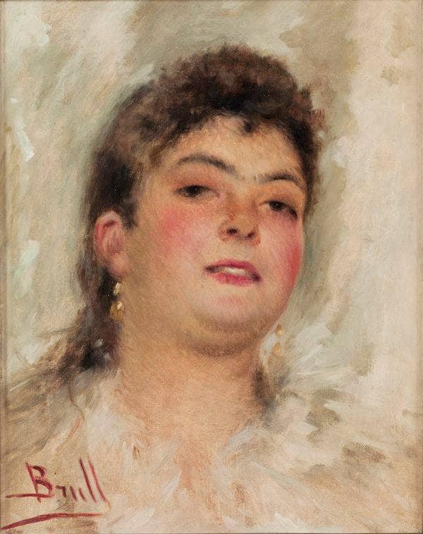 Portrait Of A Young Woman by Joan Brull — hand-painted portrait oil painting reproduction on canvas