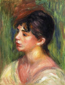 Portrait of a Young Woman by Pierre-Auguste Renoir — female oil painting wall art, Impressionism